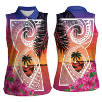 Guam Chamorro Women Sleeveless Polo Shirt Artsy Latte Stone LT7 - Polynesian Pride