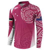 Personalised New Zealand Rugby Button Sweatshirt Aotearoa Champions - Pink Version