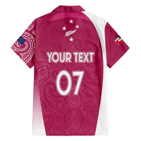 Personalised New Zealand Rugby Family Matching Puletasi and Hawaiian Shirt Aotearoa Champions - Pink Version