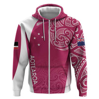 Personalised New Zealand Rugby Zip Hoodie Aotearoa Champions - Pink Version