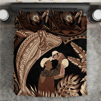 Father's Day Polynesian Pattern Bedding Set Tropical Humpback Whale LT7 Brown - Polynesian Pride