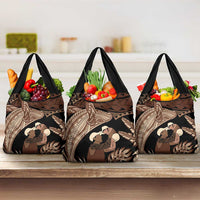 Father's Day Polynesian Pattern Grocery Bag Tropical Humpback Whale LT7 3-pack One Size Brown - Polynesian Pride