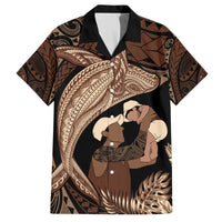 Father's Day Polynesian Pattern Hawaiian Shirt Tropical Humpback Whale LT7 Brown - Polynesian Pride