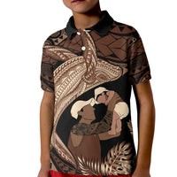 Father's Day Polynesian Pattern Kid Polo Shirt Tropical Humpback Whale