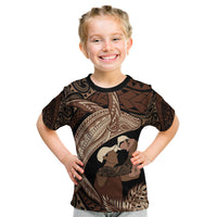 Father's Day Polynesian Pattern Kid T Shirt Tropical Humpback Whale