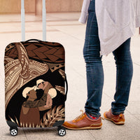 Father's Day Polynesian Pattern Luggage Cover Tropical Humpback Whale LT7 Brown - Polynesian Pride