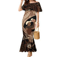Father's Day Polynesian Pattern Mermaid Dress Tropical Humpback Whale LT7 Women Brown - Polynesian Pride