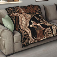 Father's Day Polynesian Pattern Quilt Tropical Humpback Whale