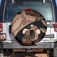 Father's Day Polynesian Pattern Spare Tire Cover Tropical Humpback Whale LT7 Brown - Polynesian Pride