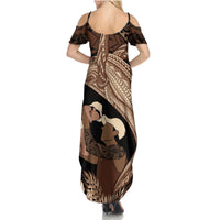 Father's Day Polynesian Pattern Summer Maxi Dress Tropical Humpback Whale LT7 - Polynesian Pride
