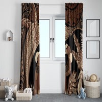 Father's Day Polynesian Pattern Window Curtain Tropical Humpback Whale LT7 - Polynesian Pride