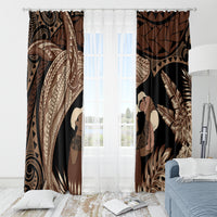 Father's Day Polynesian Pattern Window Curtain Tropical Humpback Whale LT7 - Polynesian Pride