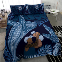 Father's Day Polynesian Pattern Bedding Set Tropical Humpback Whale - Navy LT7 - Polynesian Pride