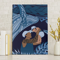 Father's Day Polynesian Pattern Canvas Wall Art Tropical Humpback Whale - Navy LT7 Without Frame Navy Blue - Polynesian Pride
