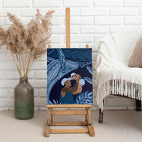 Father's Day Polynesian Pattern Canvas Wall Art Tropical Humpback Whale - Navy LT7 - Polynesian Pride