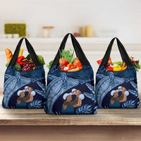 Father's Day Polynesian Pattern Grocery Bag Tropical Humpback Whale - Navy LT7 3-pack One Size Navy Blue - Polynesian Pride