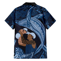 Father's Day Polynesian Pattern Hawaiian Shirt Tropical Humpback Whale - Navy LT7 - Polynesian Pride