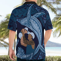 Father's Day Polynesian Pattern Hawaiian Shirt Tropical Humpback Whale - Navy LT7 - Polynesian Pride