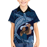 Father's Day Polynesian Pattern Hawaiian Shirt Tropical Humpback Whale - Navy LT7 - Polynesian Pride