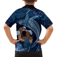 Father's Day Polynesian Pattern Hawaiian Shirt Tropical Humpback Whale - Navy LT7 - Polynesian Pride