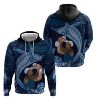 Father's Day Polynesian Pattern Hoodie Tropical Humpback Whale - Navy LT7 - Polynesian Pride