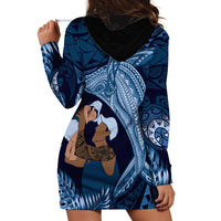 Father's Day Polynesian Pattern Hoodie Dress Tropical Humpback Whale - Navy LT7 - Polynesian Pride
