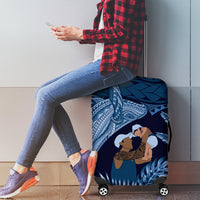 Father's Day Polynesian Pattern Luggage Cover Tropical Humpback Whale - Navy LT7 - Polynesian Pride