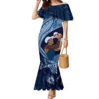 Father's Day Polynesian Pattern Mermaid Dress Tropical Humpback Whale - Navy LT7 Women Navy Blue - Polynesian Pride