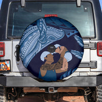 Father's Day Polynesian Pattern Spare Tire Cover Tropical Humpback Whale - Navy LT7 Navy Blue - Polynesian Pride