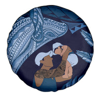 Father's Day Polynesian Pattern Spare Tire Cover Tropical Humpback Whale - Navy LT7 - Polynesian Pride