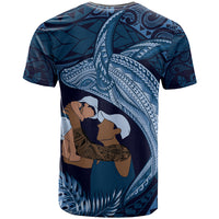 Father's Day Polynesian Pattern T Shirt Tropical Humpback Whale - Navy