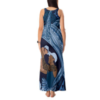 Father's Day Polynesian Pattern Tank Maxi Dress Tropical Humpback Whale - Navy LT7 - Polynesian Pride