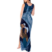 Father's Day Polynesian Pattern Tank Maxi Dress Tropical Humpback Whale - Navy LT7 - Polynesian Pride