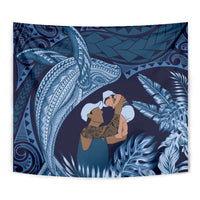 Father's Day Polynesian Pattern Tapestry Tropical Humpback Whale - Navy LT7 - Polynesian Pride