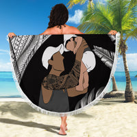Father's Day Polynesian Pattern Beach Blanket Tropical Humpback Whale - Black LT7 - Polynesian Pride