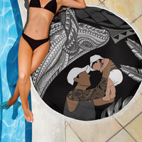 Father's Day Polynesian Pattern Beach Blanket Tropical Humpback Whale - Black LT7 - Polynesian Pride