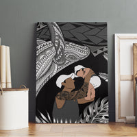 Father's Day Polynesian Pattern Canvas Wall Art Tropical Humpback Whale - Black LT7 - Polynesian Pride