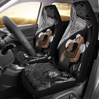 Father's Day Polynesian Pattern Car Seat Cover Tropical Humpback Whale - Black