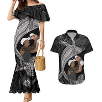 Father's Day Polynesian Pattern Couples Matching Mermaid Dress and Hawaiian Shirt Tropical Humpback Whale - Black LT7 Black - Polynesian Pride
