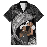 Father's Day Polynesian Pattern Family Matching Summer Maxi Dress and Hawaiian Shirt Tropical Humpback Whale - Black LT7 Dad's Shirt - Short Sleeve Black - Polynesian Pride