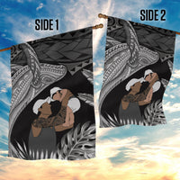 Father's Day Polynesian Pattern Garden Flag Tropical Humpback Whale - Black LT7 - Polynesian Pride