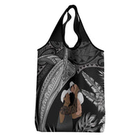 Father's Day Polynesian Pattern Grocery Bag Tropical Humpback Whale - Black LT7 - Polynesian Pride