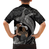Father's Day Polynesian Pattern Hawaiian Shirt Tropical Humpback Whale - Black LT7 - Polynesian Pride