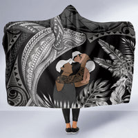 Father's Day Polynesian Pattern Hooded Blanket Tropical Humpback Whale - Black LT7 - Polynesian Pride