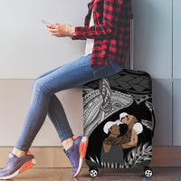 Father's Day Polynesian Pattern Luggage Cover Tropical Humpback Whale - Black