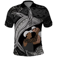 Father's Day Polynesian Pattern Polo Shirt Tropical Humpback Whale - Black LT7 Black - Polynesian Pride