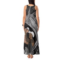 Father's Day Polynesian Pattern Tank Maxi Dress Tropical Humpback Whale - Black LT7 - Polynesian Pride