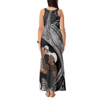 Father's Day Polynesian Pattern Tank Maxi Dress Tropical Humpback Whale - Black LT7 - Polynesian Pride