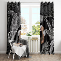 Father's Day Polynesian Pattern Window Curtain Tropical Humpback Whale - Black LT7 - Polynesian Pride