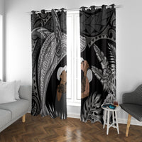 Father's Day Polynesian Pattern Window Curtain Tropical Humpback Whale - Black LT7 With Grommets Black - Polynesian Pride